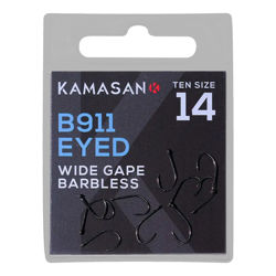 Kamasan B911 Wide Gape Barbless Eyed Hooks